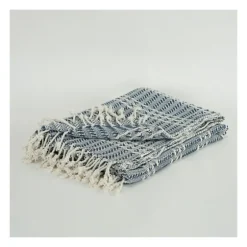 Blue And Ivory Striped Cotton Throw-Kirkland's Home New