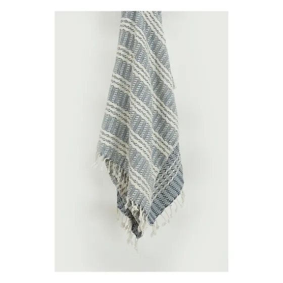 Blue And Ivory Striped Cotton Throw-Kirkland's Home New
