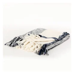 Blue And Ivory Striped Woven Cotton Throw-Kirkland's Home Best Sale