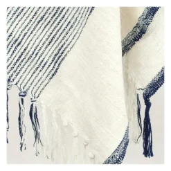 Blue And Ivory Striped Woven Cotton Throw-Kirkland's Home Best Sale