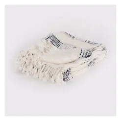 Blue And Ivory Woven Stripe Throw-Kirkland's Home Online