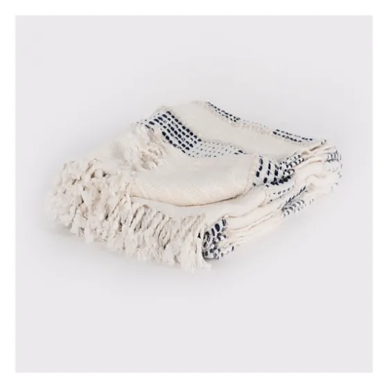 Blue And Ivory Woven Stripe Throw-Kirkland's Home Online