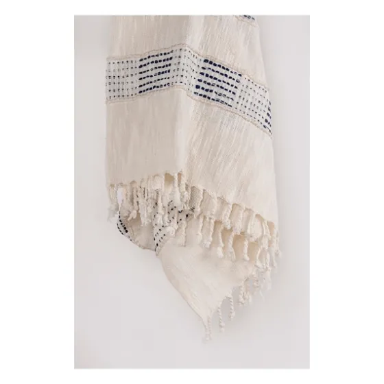 Blue And Ivory Woven Stripe Throw-Kirkland's Home Online