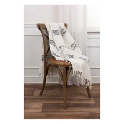 Blue And Ivory Woven Stripe Throw-Kirkland's Home Online