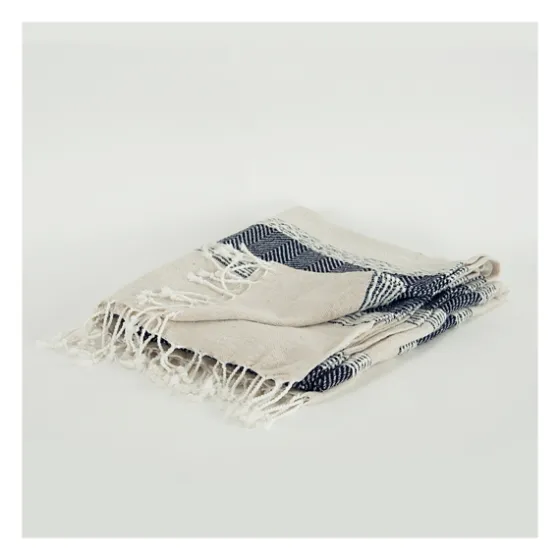 Blue And Natural Colorblock Chevron Throw-Kirkland's Home New