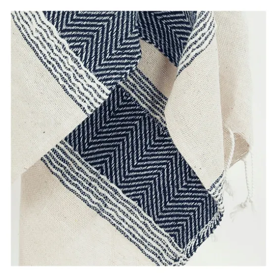 Blue And Natural Colorblock Chevron Throw-Kirkland's Home New