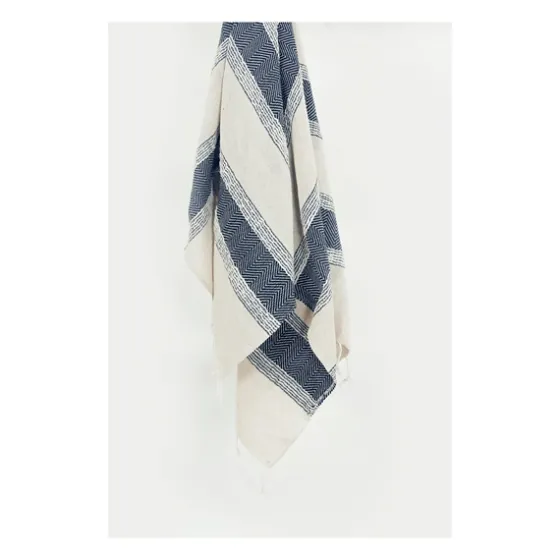 Blue And Natural Colorblock Chevron Throw-Kirkland's Home New