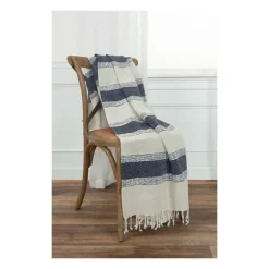 Blue And Natural Colorblock Chevron Throw-Kirkland's Home New