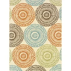 Blue And Orange Circles Outdoor Area Rug, 6X9-Kirkland's Home Best
