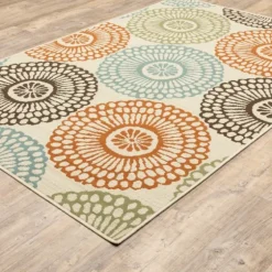 Blue And Orange Circles Outdoor Area Rug, 6X9-Kirkland's Home Best