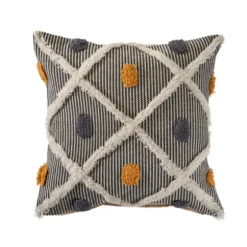 Blue And Orange Tufted Accent Pillow-Kirkland's Home Flash Sale