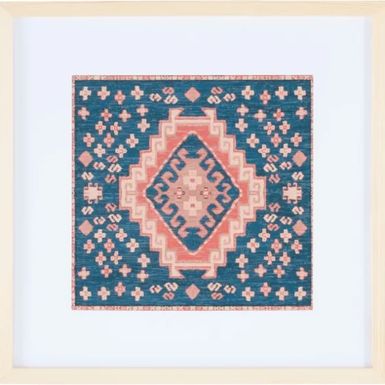 Blue And Pink Geometric Framed Textile Wall Plaque-Kirkland's Home Online