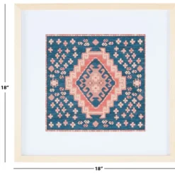 Blue And Pink Geometric Framed Textile Wall Plaque-Kirkland's Home Online