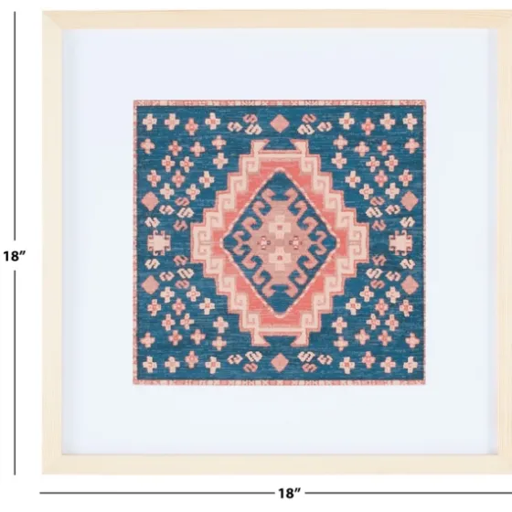Blue And Pink Geometric Framed Textile Wall Plaque-Kirkland's Home Online