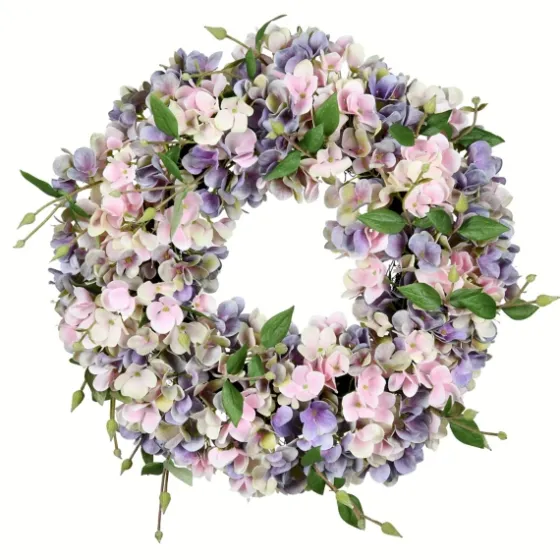 Blue And Pink Hydrangea Wreath, 18 In.-Kirkland's Home Clearance