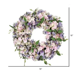 Blue And Pink Hydrangea Wreath, 18 In.-Kirkland's Home Clearance