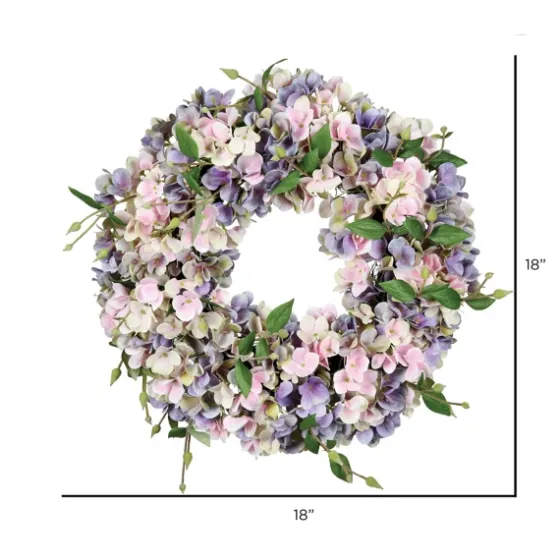 Blue And Pink Hydrangea Wreath, 18 In.-Kirkland's Home Clearance