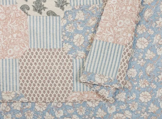 Blue And Rose Patchwork Full/Queen 3-Pc. Quilt Set-Kirkland's Home Fashion