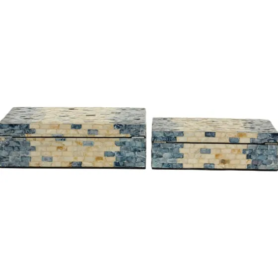 Blue And Tan Wood Capiz Shell 2-Pc. Box Set-Kirkland's Home Outlet