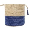 Blue And Tan Woven Jute Basket With Tassel, 17 In.-Kirkland's Home New