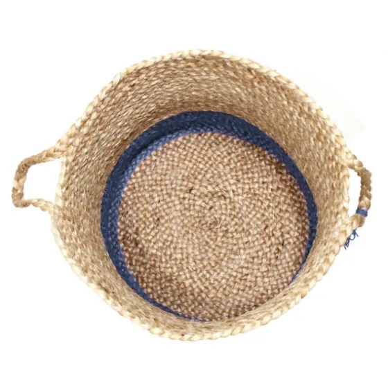 Blue And Tan Woven Jute Basket With Tassel, 17 In.-Kirkland's Home New