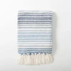 Blue And White Chenille Crystal Stripes Throw-Kirkland's Home Best
