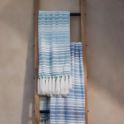 Blue And White Chenille Crystal Stripes Throw-Kirkland's Home Best