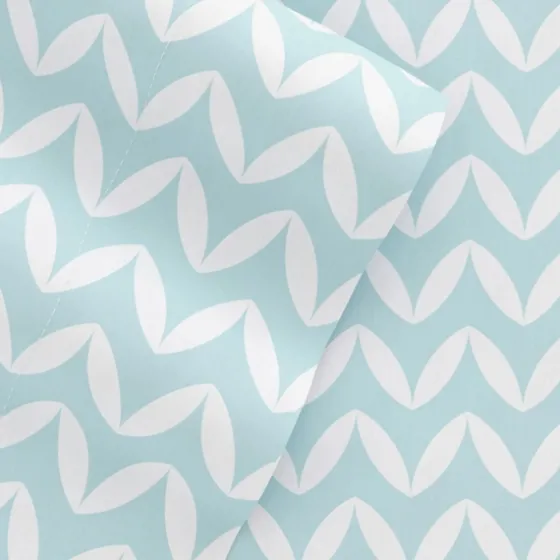 Blue And White Chevron 3-Pc. Twin Sheet Set-Kirkland's Home Cheap