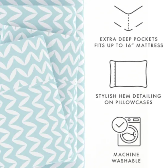 Blue And White Chevron 3-Pc. Twin Sheet Set-Kirkland's Home Cheap