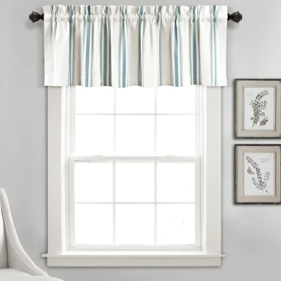 Blue And White Farmhouse Stripe Valance-Kirkland's Home Shop