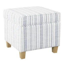Blue And White Hometown Striped Storage Ottoman-Kirkland's Home Sale