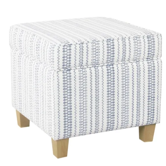 Blue And White Hometown Striped Storage Ottoman-Kirkland's Home Sale