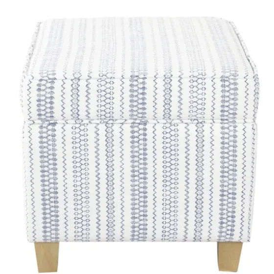 Blue And White Hometown Striped Storage Ottoman-Kirkland's Home Sale