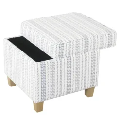 Blue And White Hometown Striped Storage Ottoman-Kirkland's Home Sale
