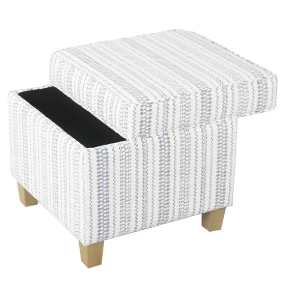 Blue And White Hometown Striped Storage Ottoman-Kirkland's Home Sale