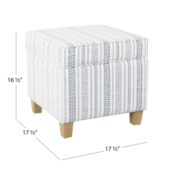Blue And White Hometown Striped Storage Ottoman-Kirkland's Home Sale
