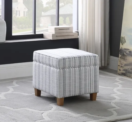 Blue And White Hometown Striped Storage Ottoman-Kirkland's Home Sale