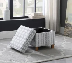 Blue And White Hometown Striped Storage Ottoman-Kirkland's Home Sale