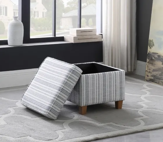 Blue And White Hometown Striped Storage Ottoman-Kirkland's Home Sale