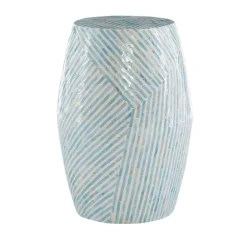 Blue And White Mosaic Capiz Shell Drum End Table-Kirkland's Home Fashion