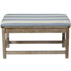 Blue And White Striped Upholstered Wood Bench-Kirkland's Home Cheap