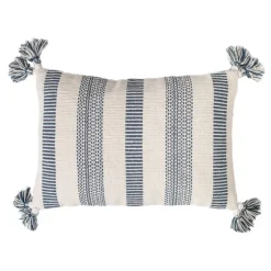 Blue And White Woven Stripe Lumbar Pillow-Kirkland's Home Discount
