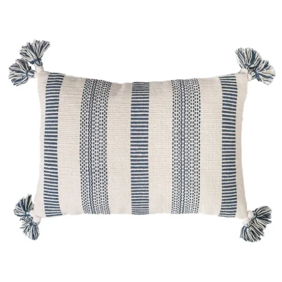 Blue And White Woven Stripe Lumbar Pillow-Kirkland's Home Discount