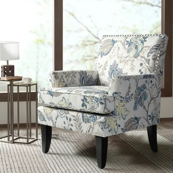 Blue And Yellow Floral Upholstered Accent Chair-Kirkland's Home Shop
