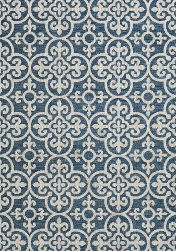 Blue Auckland Tile Outdoor Area Rug, 6X9-Kirkland's Home Fashion