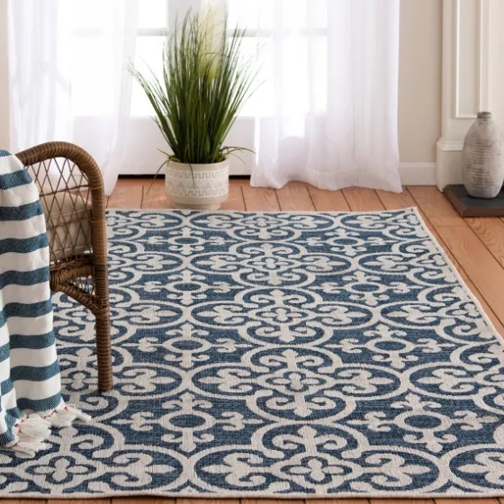 Blue Auckland Tile Outdoor Area Rug, 6X9-Kirkland's Home Fashion