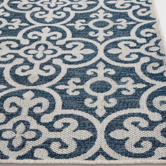 Blue Auckland Tile Outdoor Area Rug, 6X9-Kirkland's Home Fashion