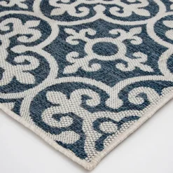 Blue Auckland Tile Outdoor Area Rug, 6X9-Kirkland's Home Fashion