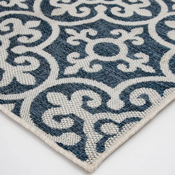 Blue Auckland Tile Outdoor Area Rug, 6X9-Kirkland's Home Fashion