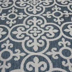 Blue Auckland Tile Outdoor Area Rug, 7X9-Kirkland's Home Clearance
